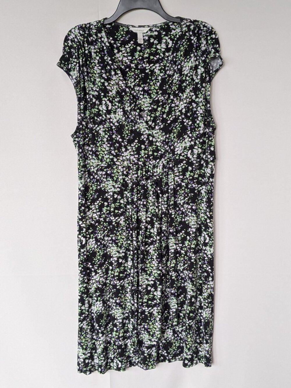 Soma Faux-Wrap Black Floral Dress